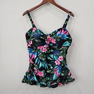 Unbranded Women Floral Tankini Swim Top Size 18 Multicolor Beach Vacation Resort